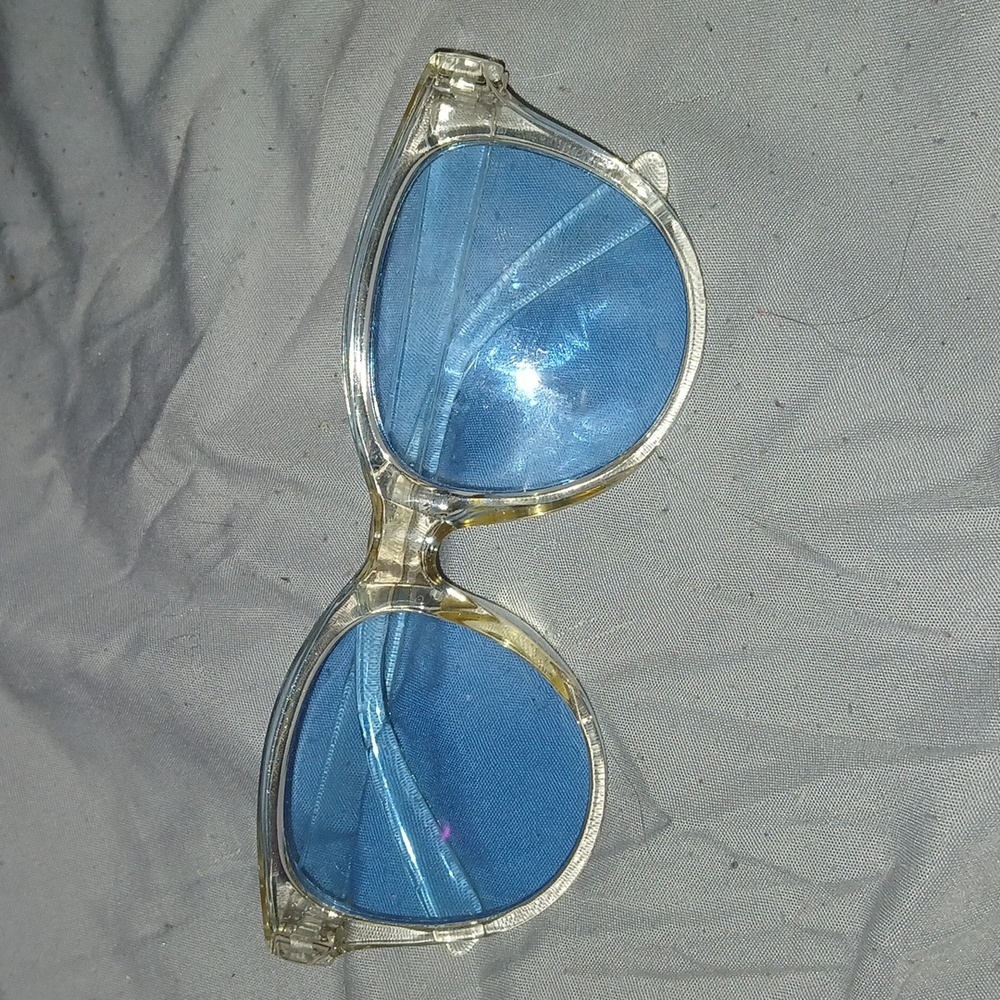 Clear frame blue tinted glasses